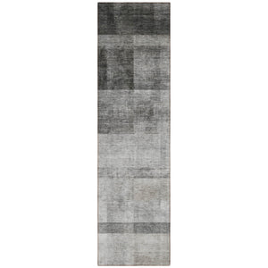 Homeroots 8' Runner Gray Ombre Washable Non Skid Indoor Outdoor Runner Rug Gray Polyester 563638