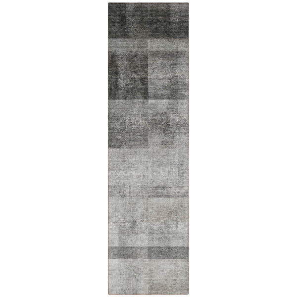 Homeroots 8' Runner Gray Ombre Washable Non Skid Indoor Outdoor Runner Rug Gray Polyester 563638