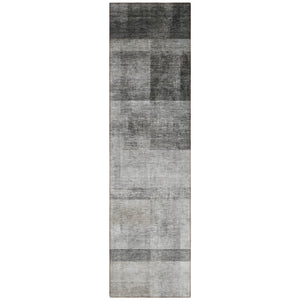 Homeroots 8' Runner Gray Ombre Washable Non Skid Indoor Outdoor Runner Rug Gray Polyester 563638