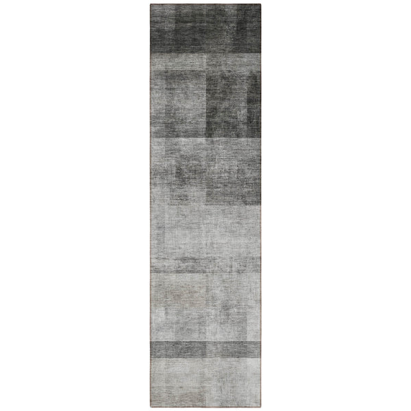 Homeroots 8' Runner Gray Ombre Washable Non Skid Indoor Outdoor Runner Rug Gray Polyester 563638