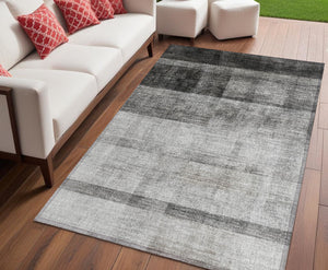 Homeroots 5' X 8' Gray Ombre Washable Non Skid Indoor Outdoor Area Rug Gray Polyester 563641