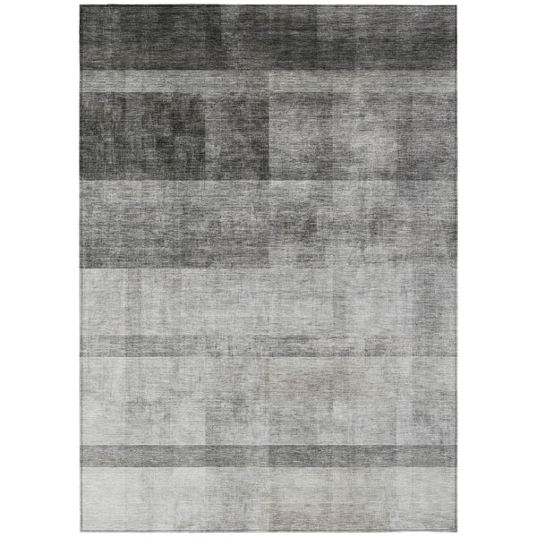 Homeroots 5' X 8' Gray Ombre Washable Non Skid Indoor Outdoor Area Rug Gray Polyester 563641