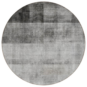 Homeroots 8' Round Gray Round Ombre Washable Non Skid Indoor Outdoor Area Rug Gray Polyester 563642