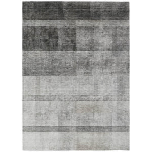Homeroots 8' X 10' Gray Ombre Washable Non Skid Indoor Outdoor Area Rug Gray Polyester 563643