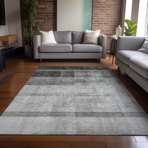 Homeroots 8' X 10' Gray Ombre Washable Non Skid Indoor Outdoor Area Rug Gray Polyester 563643