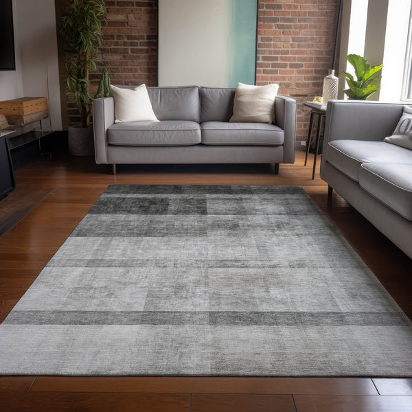 Homeroots 8' X 10' Gray Ombre Washable Non Skid Indoor Outdoor Area Rug Gray Polyester 563643