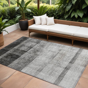 Homeroots 9' X 12' Gray Ombre Washable Non Skid Indoor Outdoor Area Rug Gray Polyester 563644