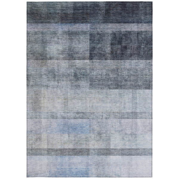 Homeroots 8' X 10' Navy And Gray Ombre Washable Non Skid Indoor Outdoor Area Rug Navy Polyester 563652