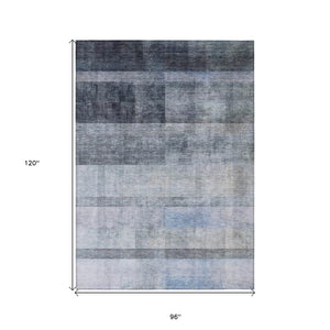 Homeroots 8' X 10' Navy And Gray Ombre Washable Non Skid Indoor Outdoor Area Rug Navy Polyester 563652