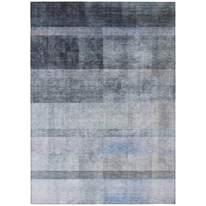 Homeroots 8' X 10' Navy And Gray Ombre Washable Non Skid Indoor Outdoor Area Rug Navy Polyester 563652
