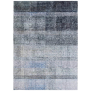 Homeroots 9' X 12' Navy And Gray Ombre Washable Non Skid Indoor Outdoor Area Rug Navy Polyester 563653