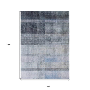 Homeroots 9' X 12' Navy And Gray Ombre Washable Non Skid Indoor Outdoor Area Rug Navy Polyester 563653