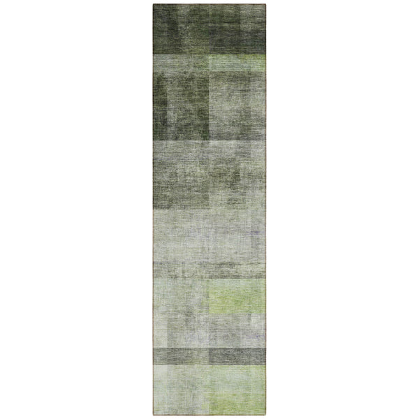 Homeroots 8' Runner Olive Green Ombre Washable Non Skid Indoor Outdoor Runner Rug Olive Polyester 563656