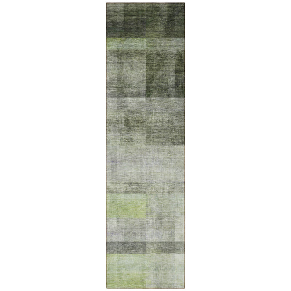 Homeroots 8' Runner Olive Green Ombre Washable Non Skid Indoor Outdoor Runner Rug Olive Polyester 563656
