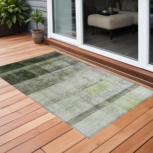 Homeroots 3' X 5' Olive Green Ombre Washable Non Skid Indoor Outdoor Area Rug Olive Polyester 563658