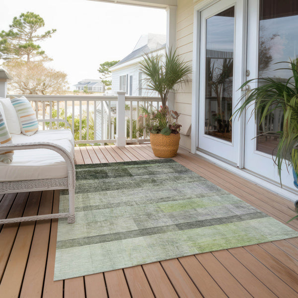 Homeroots 3' X 5' Olive Green Ombre Washable Non Skid Indoor Outdoor Area Rug Olive Polyester 563658