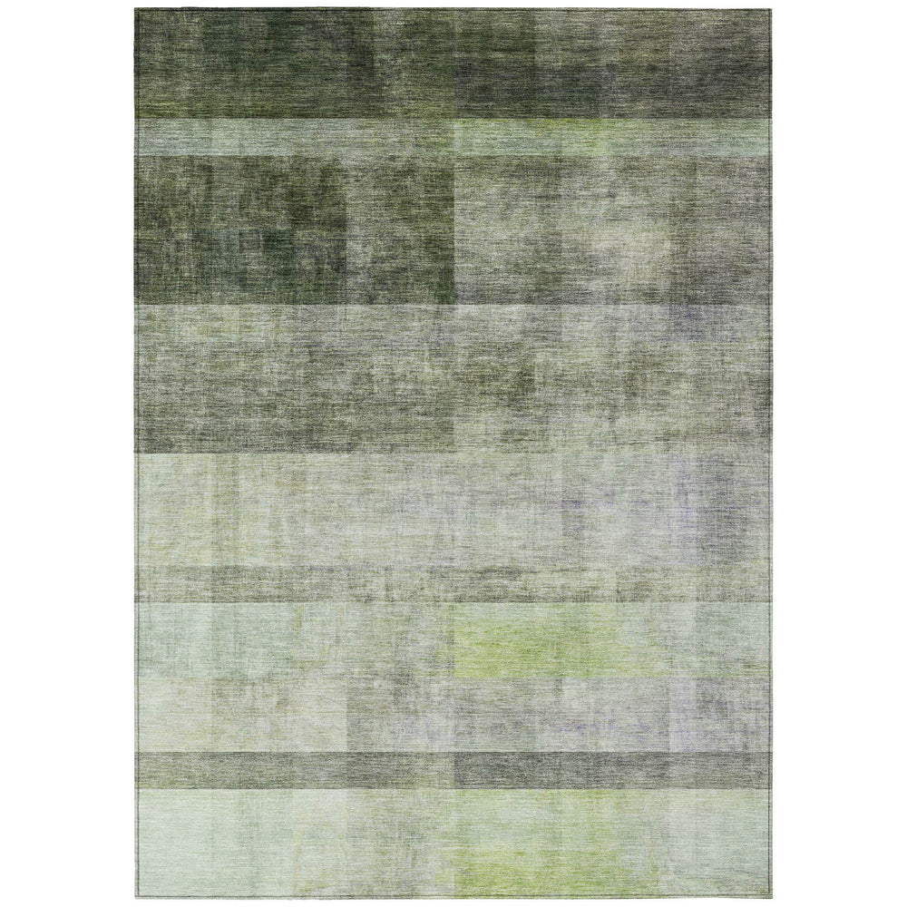 Homeroots 8' X 10' Olive Green Ombre Washable Non Skid Indoor Outdoor Area Rug Olive Polyester 563661
