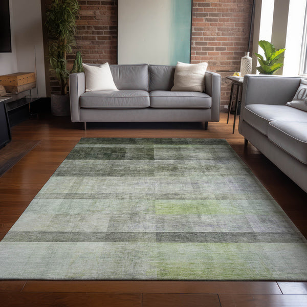 Homeroots 10' X 14' Olive Green Ombre Washable Non Skid Indoor Outdoor Area Rug Olive Polyester 563663