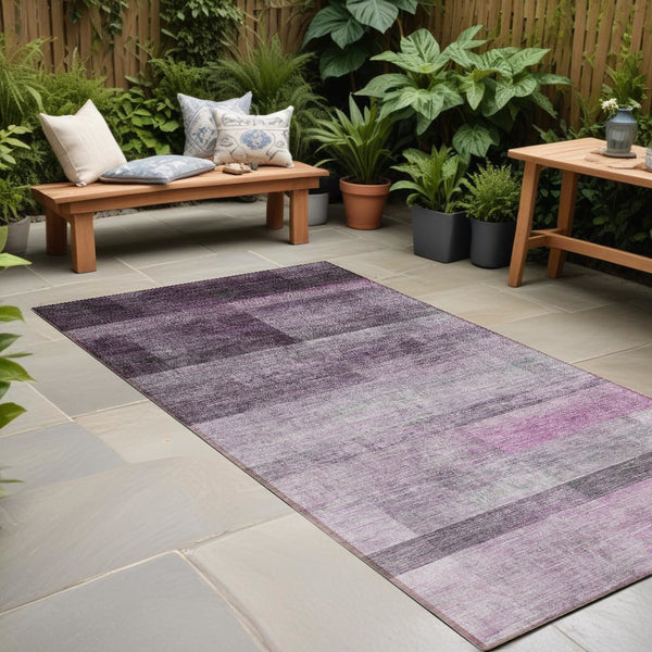 Homeroots 8' Runner Purple Ombre Washable Non Skid Indoor Outdoor Runner Rug Purple Polyester 563665