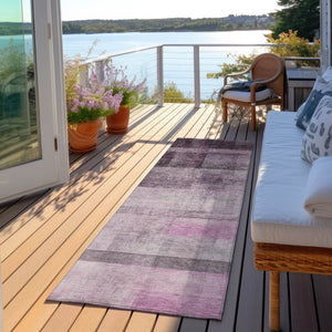 Homeroots 8' Runner Purple Ombre Washable Non Skid Indoor Outdoor Runner Rug Purple Polyester 563665