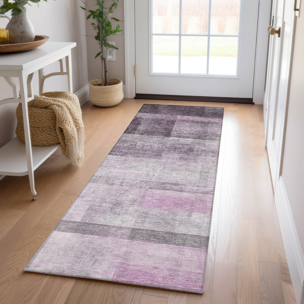 Homeroots 8' Runner Purple Ombre Washable Non Skid Indoor Outdoor Runner Rug Purple Polyester 563665