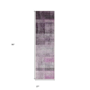 Homeroots 8' Runner Purple Ombre Washable Non Skid Indoor Outdoor Runner Rug Purple Polyester 563665