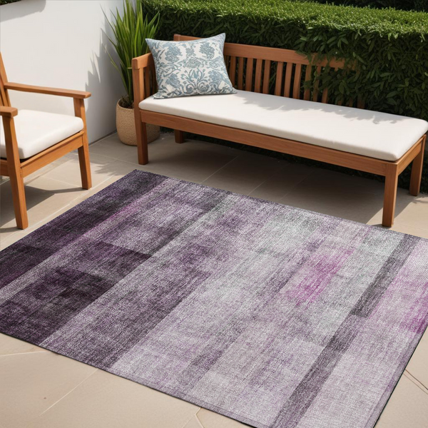 Homeroots 5' X 8' Purple Ombre Washable Non Skid Indoor Outdoor Area Rug Purple Polyester 563668