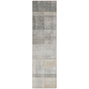 Homeroots 8' Runner Taupe Ombre Washable Non Skid Indoor Outdoor Runner Rug Taupe Polyester 563674