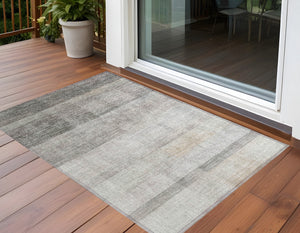 Homeroots 3' X 5' Taupe Ombre Washable Non Skid Indoor Outdoor Area Rug Taupe Polyester 563676
