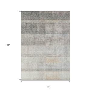 Homeroots 5' X 8' Taupe Ombre Washable Non Skid Indoor Outdoor Area Rug Taupe Polyester 563677