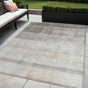 HomeRoots 5' Brown Ombre Washable Area Rug - Stylish Non-Skid Design for Indoor and Outdoor Use, Easy Care 5' X 8' 563677