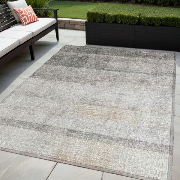 HomeRoots 5' Brown Ombre Washable Area Rug - Stylish Non-Skid Design for Indoor and Outdoor Use, Easy Care 5' X 8' 563677