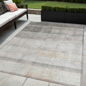 Homeroots 5' X 8' Taupe Ombre Washable Non Skid Indoor Outdoor Area Rug Taupe Polyester 563677