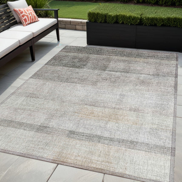Homeroots 5' X 8' Taupe Ombre Washable Non Skid Indoor Outdoor Area Rug Taupe Polyester 563677