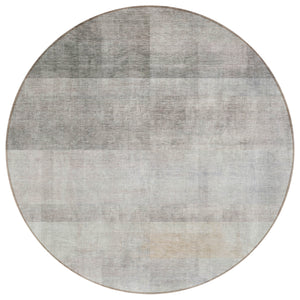 Homeroots 8' Round Taupe Round Ombre Washable Non Skid Indoor Outdoor Area Rug Taupe Polyester 563678