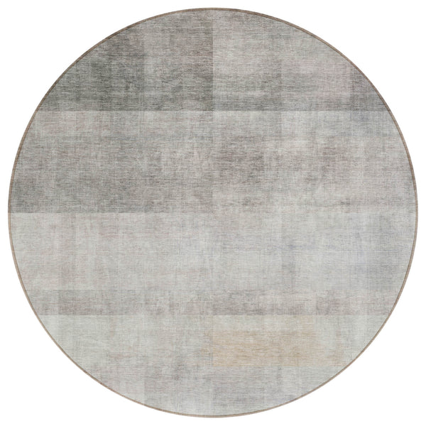 Homeroots 8' Round Taupe Round Ombre Washable Non Skid Indoor Outdoor Area Rug Taupe Polyester 563678