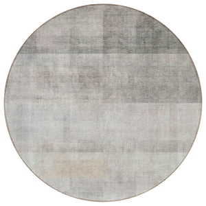 Homeroots 8' Round Taupe Round Ombre Washable Non Skid Indoor Outdoor Area Rug Taupe Polyester 563678