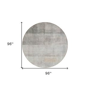 Homeroots 8' Round Taupe Round Ombre Washable Non Skid Indoor Outdoor Area Rug Taupe Polyester 563678