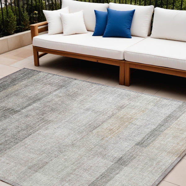 Homeroots 9' X 12' Taupe Ombre Washable Non Skid Indoor Outdoor Area Rug Taupe Polyester 563680