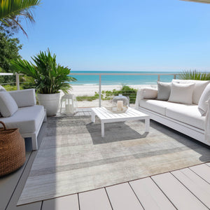 Homeroots 9' X 12' Taupe Ombre Washable Non Skid Indoor Outdoor Area Rug Taupe Polyester 563680