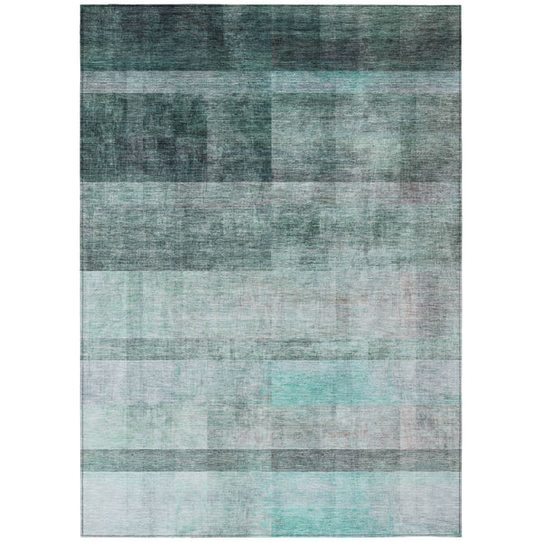 Homeroots 5' X 8' Teal Ombre Washable Non Skid Indoor Outdoor Area Rug Teal Polyester 563686