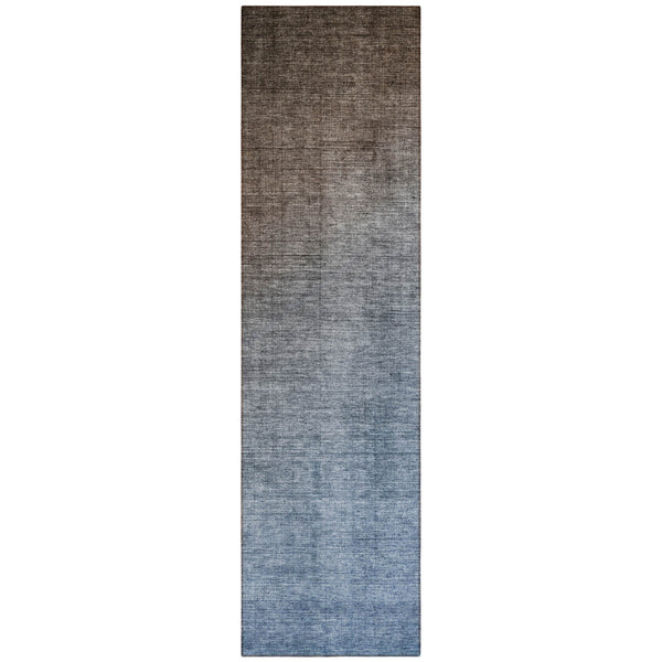 Homeroots 8' Runner Blue And Green Ombre Washable Non Skid Indoor Outdoor Runner Rug Chocolate Polyester 563692