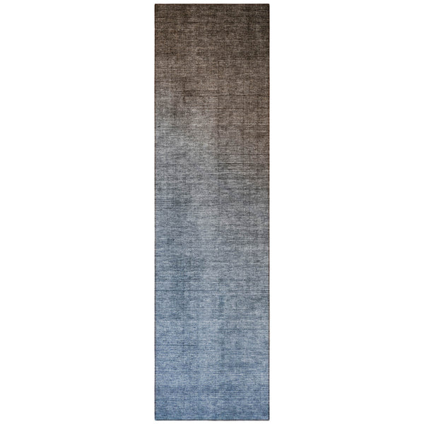 Homeroots 8' Runner Blue And Green Ombre Washable Non Skid Indoor Outdoor Runner Rug Chocolate Polyester 563692