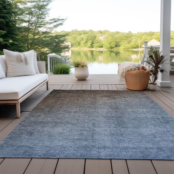 Homeroots 5' X 8' Blue And Green Ombre Washable Non Skid Indoor Outdoor Area Rug Chocolate Polyester 563695