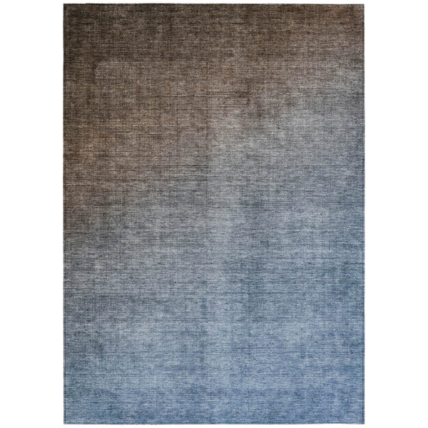 Homeroots 5' X 8' Blue And Green Ombre Washable Non Skid Indoor Outdoor Area Rug Chocolate Polyester 563695