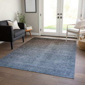Homeroots 5' X 8' Blue And Green Ombre Washable Non Skid Indoor Outdoor Area Rug Chocolate Polyester 563695