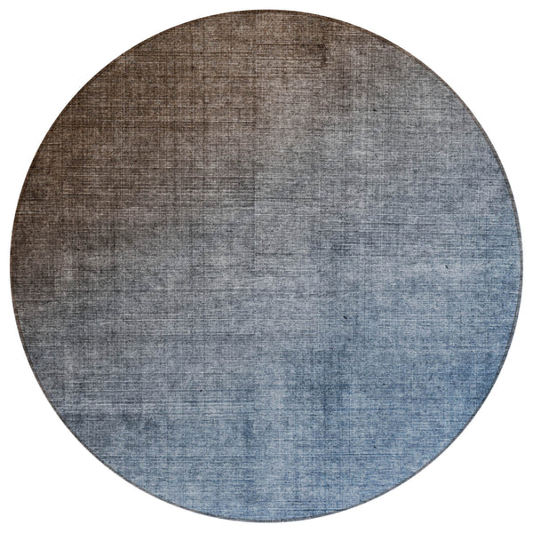 Homeroots 8' Round Blue And Green Round Ombre Washable Non Skid Indoor Outdoor Area Rug Chocolate Polyester 563696