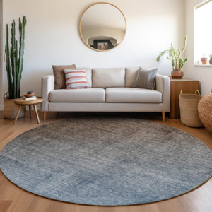 Homeroots 8' Round Blue And Green Round Ombre Washable Non Skid Indoor Outdoor Area Rug Chocolate Polyester 563696