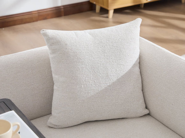 English Elm Leisure Linen Accent Chair with Built-in Side Table Pockets and Lumbar Pillow Modern Beige W395P453307