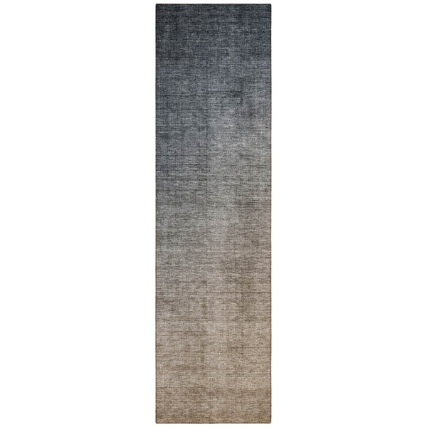 Homeroots 8' Runner Taupe And Gray Ombre Washable Non Skid Indoor Outdoor Runner Rug Gray Polyester 563701